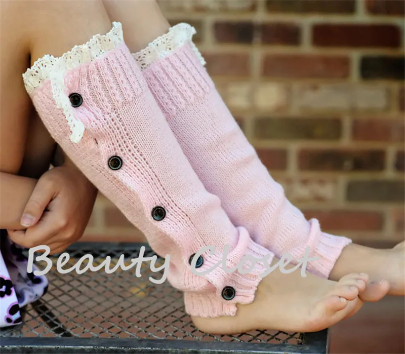 Children Girl Crochet Leg Warmers Girl Pink Cotton Leg Warmer With