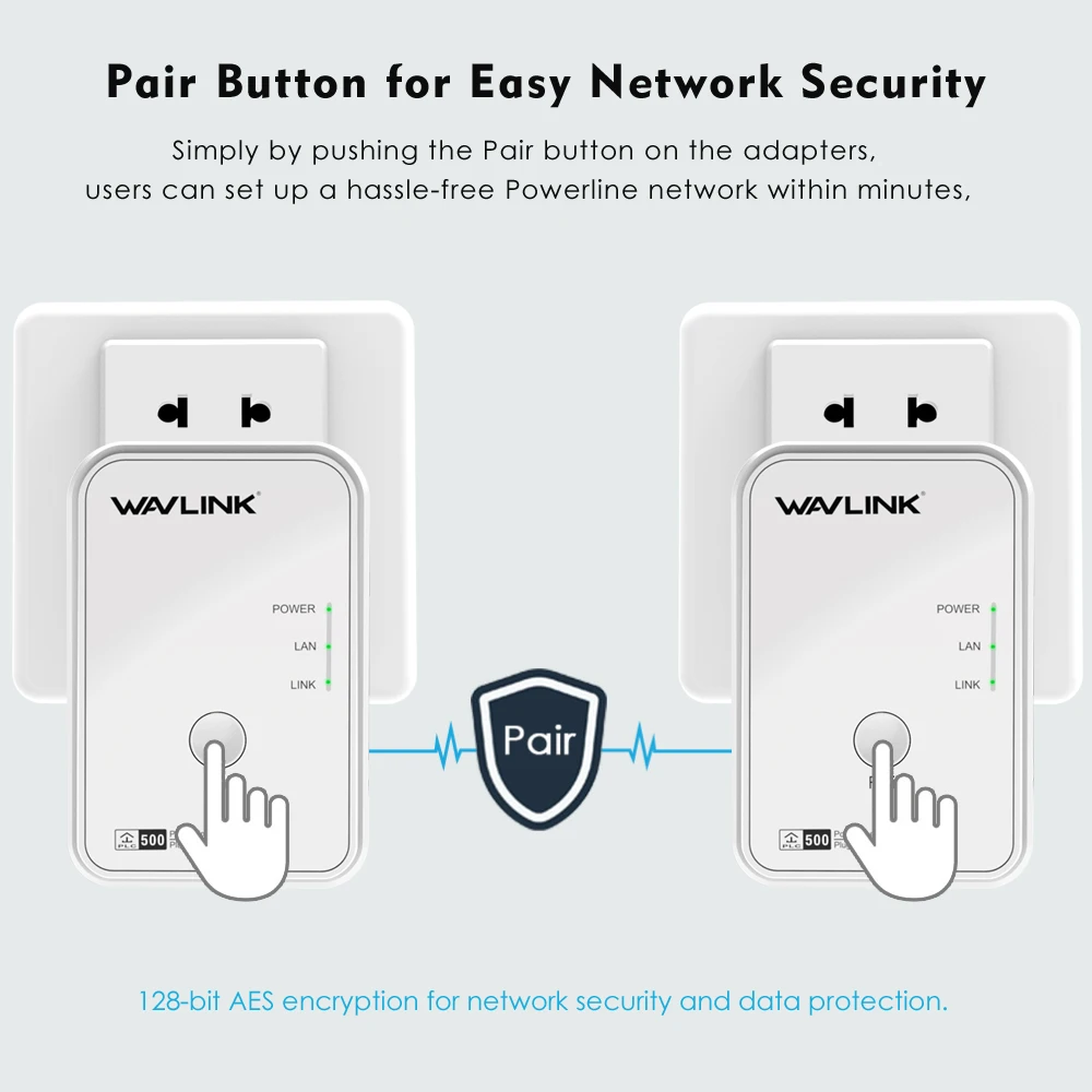 1 пара сетевой адаптер Wavlink AV500 Powerline RJ45 500Mbs Kit Ethernet IPTV HomePlug AV Plug and Play EU/US|Сетевые