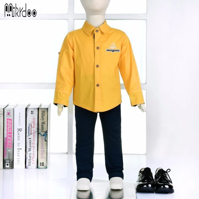 Mártir Final Salvación Ropa de los muchachos niños camisa amarilla superior Skinny jeans de manga  larga traje de algodón traje de los niños conjunto ropa casual de estilo  moderno _ - AliExpress Mobile