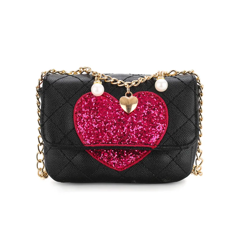 

Korean Children Mini Purse Handbag 2019 Cute Kid Heart Sequins Messenger Bag Baby Girls Princess Crossbody Shoulder Bags Chain