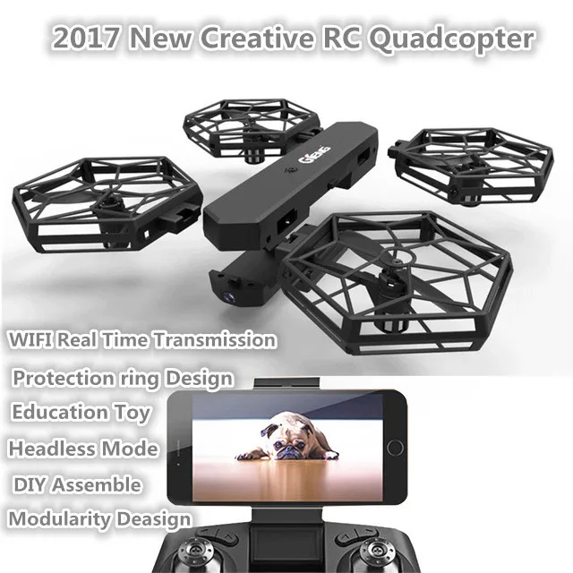 DIY assemble RC quadcopter T908W 2 4G headless mode creative funny double remote control WIFI real
