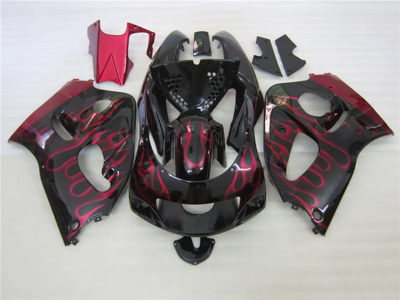 

Motorcycle Plastic Fairing Kit For SUZUKI SRAD GSXR600 750 1996-2000 Red Flames Black Fairings Set GSXR 600 96 97 98 99 00 X307