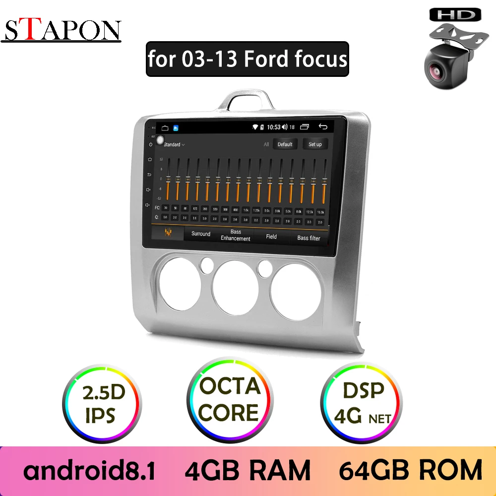 STAPON 9 дюймов для Ford focus 03 13 Android 8 1 4GRAM 64GBROM IPS DSP 4G Автомобильный мультимедийный dvd