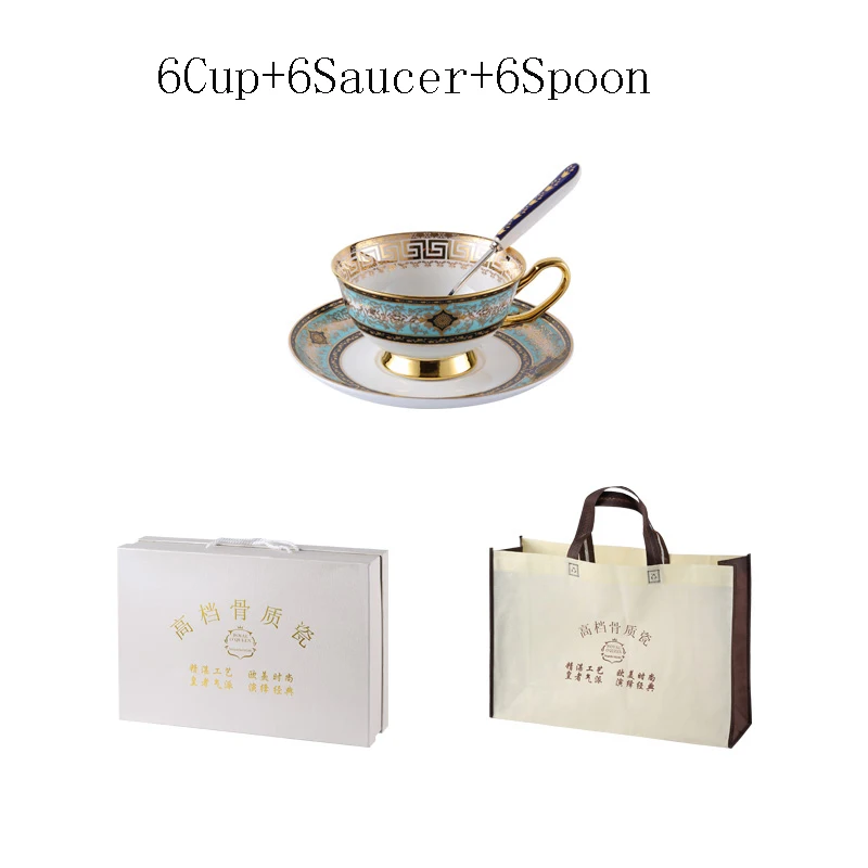 6cups and gift box Европейский высококачественный костяного фарфора набор кофейных чашек керамика Phnom Penh чашка и блюдце чайная чашка набор британская Цветочная чайная чашка подарочный набор - Цвет: 6cups and gift box