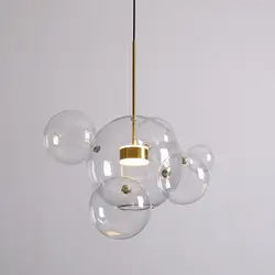 Творческая личность светодиодный стеклянный шар подвесной светильник Nordic Гостиная Ресторан Спальня столовая, стекло подвесной светильник