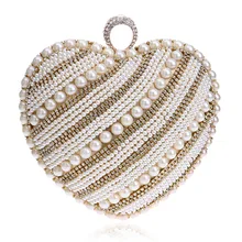 Женская сумка-мессенджер в форме сердца, украшенная жемчугом и бисером, вечерняя сумочка-клатч, свадебные сумки в форме сердца, сумка для свадьбы, Основная сумка