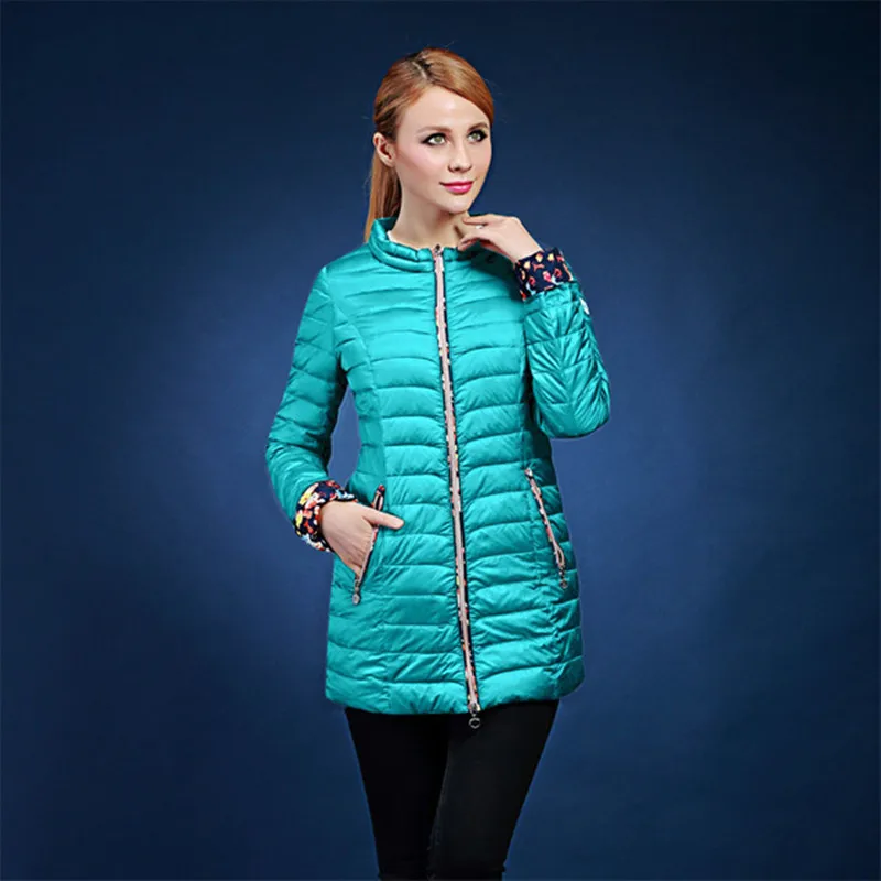 Belle Rembourré Dark Vintage Ceinture Veste red Col Stand L'huile Sic Fleur Modèles Femmes light De Color colorful Down À Slim Blue Coton Blue Peinture v312 qZt7UcpW