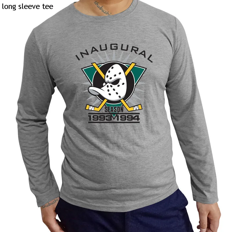 

men long sleeve t shirt male cotton tee-shirt Mighty Ducks of Anaheim NHL League shubuzhi brand tshirt gift tops for homme