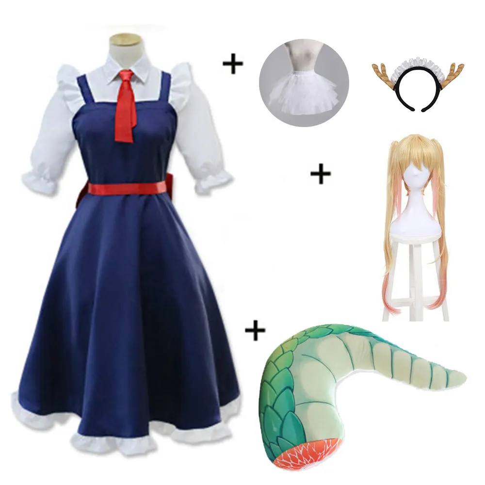 DUOUPA аниме Miss Kobayashi Dragon Maid Tohru Косплей Костюм с париком косплей Канны вечерние