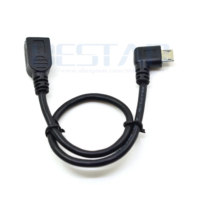 25 см Mini USB Тип B разъем к Micro 5 Pin 90 градусов прямоугольный конвертер OTG адаптер