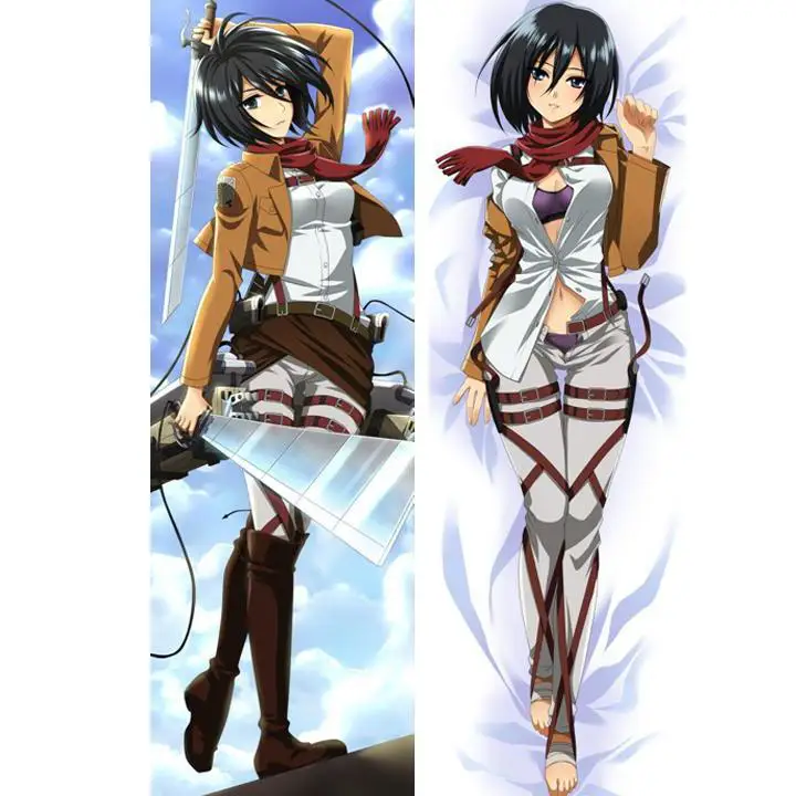 

BL Male Japanese Customize Anime Attack on Titan Mikasa Throw Otaku Dakimakura Gifts Bedding Hugging Body Pillow Case 150x50 CM