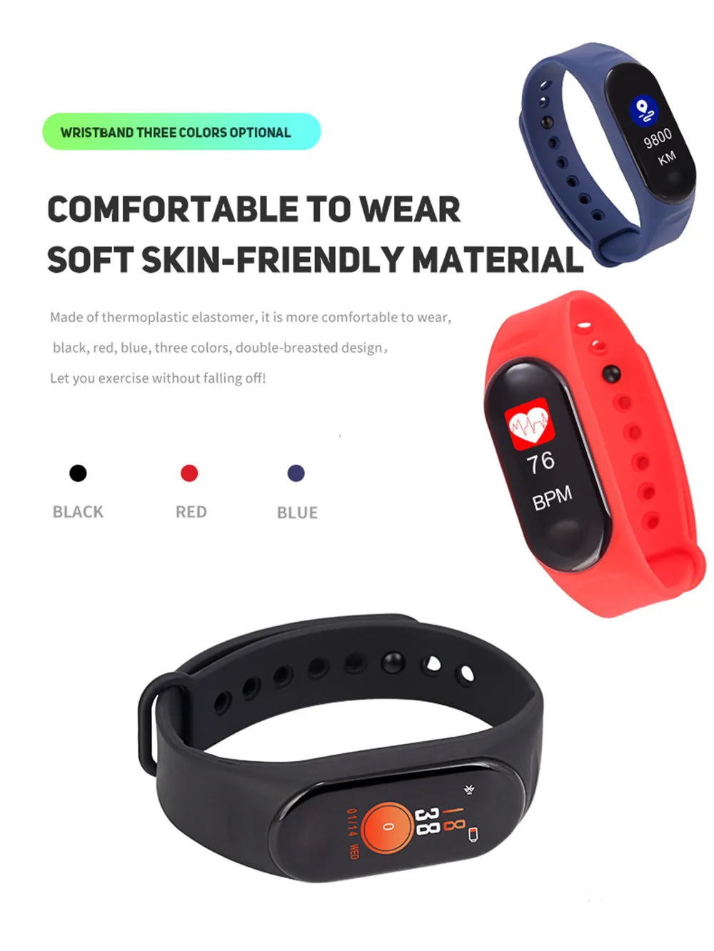 М3 смарт-браслет группы сообщений напоминание цветной экран водонепроницаемый спортивный браслет