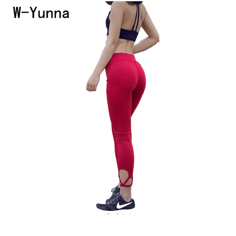 W Yunna High Quality Solid Color 7/8th Leggings Slim Stretchy Fitness