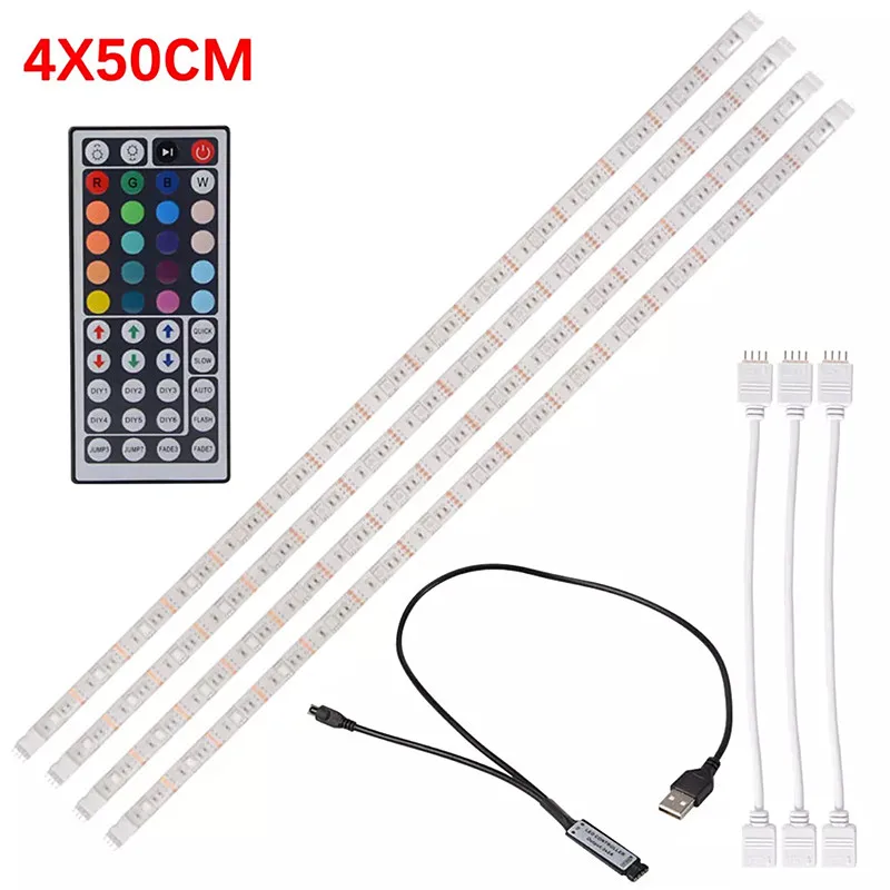 USB Светодиодная лента DC5V водонепроницаемый RGB 5050 SMD светодиодный светильник может изменить цвет для ТВ фоновый светильник ing с USB ИК-пультом дистанционного управления - Испускаемый цвет: White 4x50