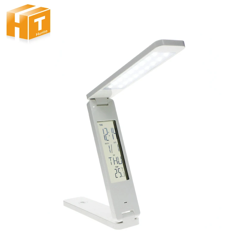 

Folding LED table lamp Led rechargeable desk lamp eye protection mini portable LED light With Calendar alarm colck