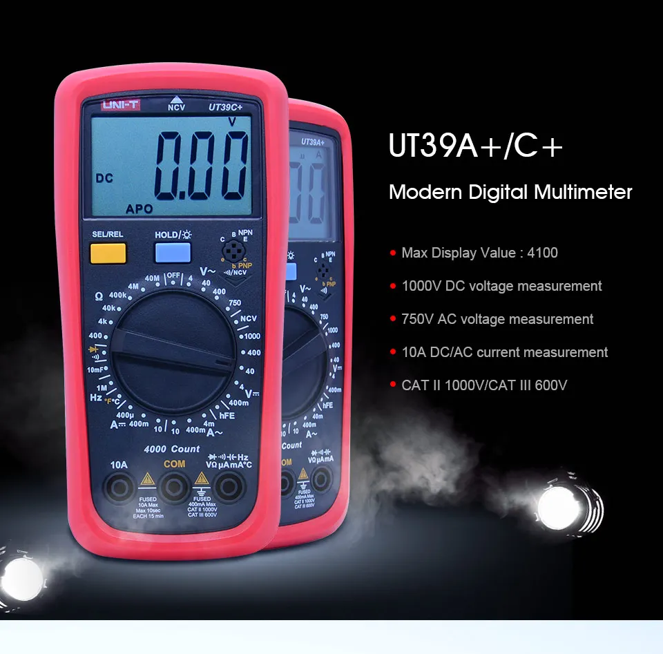 UNI-T UT39A+/C+ VS UT39 серия Цифровой мультиметр автоматический диапазон с ЖК-подсветкой удержания данных Multimetro тестер