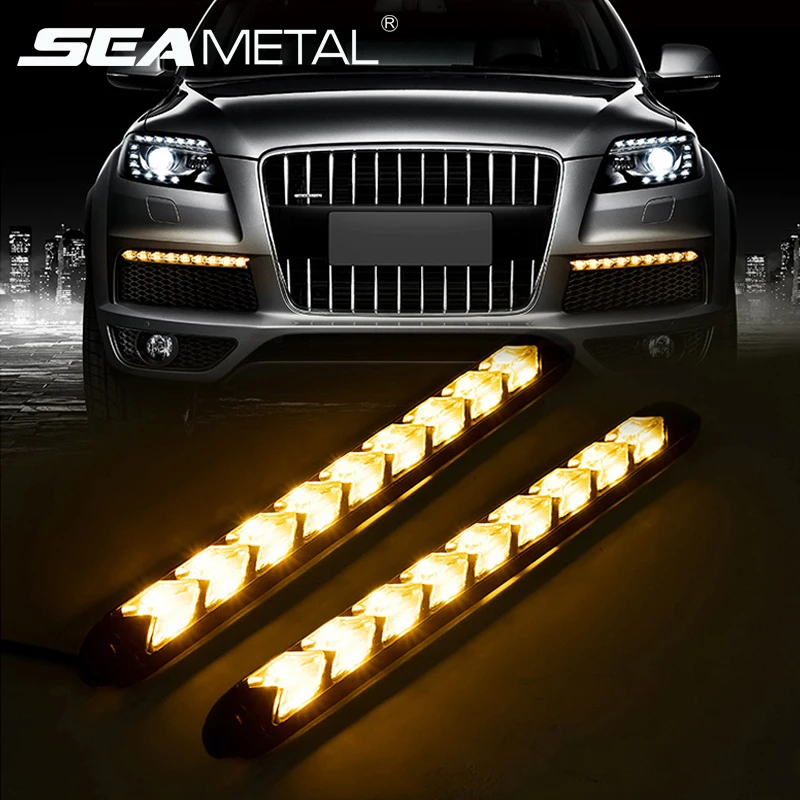 

12V LED Car DRL Accessories Daytime Running Lights Auto Turning Signal Lamps Universal Day Light Strip Waterproof Turn Lamp leds