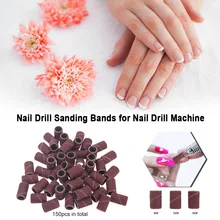 100pcs/pack Sanding Bands for Manicure Pedicure Nail Drill Machine Sandcloth Refillable Sanding Sleeves Replacement 6.35 12.7