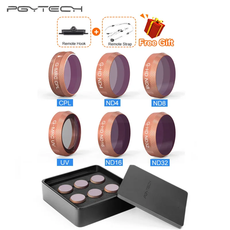 Billig PGYTECH Erweiterte DJI Mavic Air Filter Kit UV CPL ND4 ND8 ND16 ND32 Objektiv Filter Set Für DJI Mavic Luft drone Kamera objektiv Filter