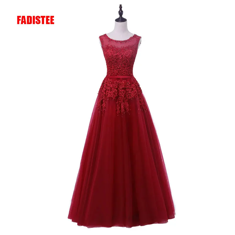 

FADISTEE new arrival party prom dress Vestido de Festa V-neck pattern appliques beading pearls see through luxury style dress