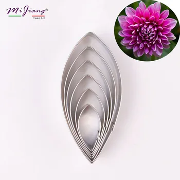

6pcs/set Mijiang Stainless Steel Dahlia Flower Petal Cutter Slicers Cake Decorating Tools Fondant Cookie Moulds Bakeware A606