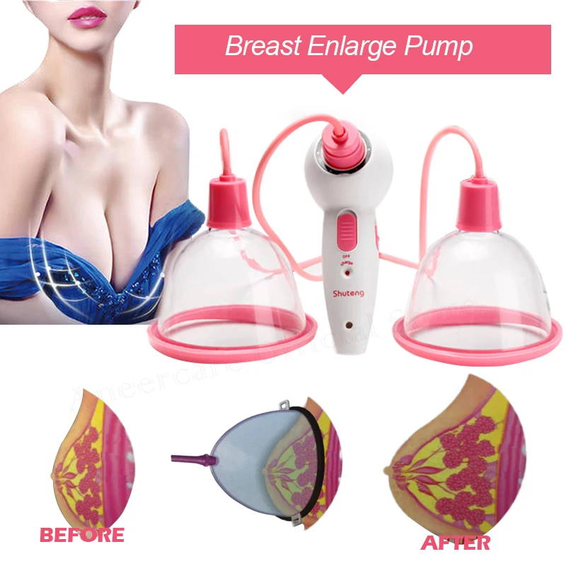 2 Cans Electric Breast Enlargement Device Vacuum Pump Cup Breast Massager Enhancing Cupping Machine Nipple Enlarge Instrument
