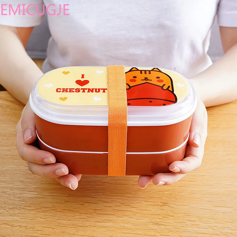 

600ml Bento Boxes Food Container Dinnerware Lunchbox Cutlery picnic Case High Quality Cartoon Healthy Plastic Lunch Box