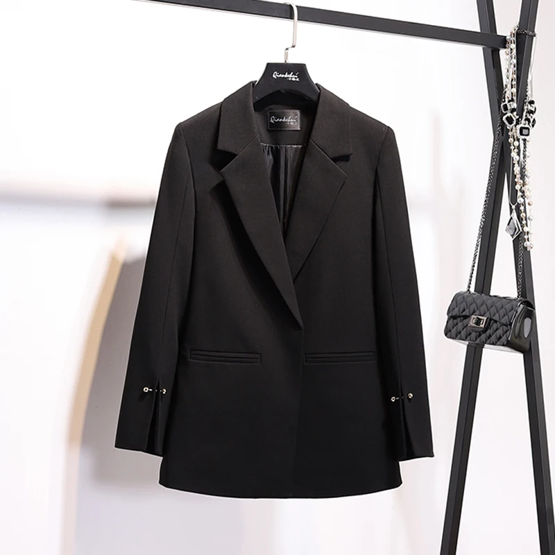 Демисезонный костюм куртка для женщин блейзер с длинными рукавами Свободное пальто офис формальные костюмы Верхняя одежда повседнев