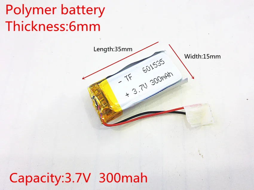 601535 Rechargeable Lithium Li ion Polymer 3.7V 300mAh Battery For Bluetooth Headset Mouse Bracelet Wrist Watch 061535