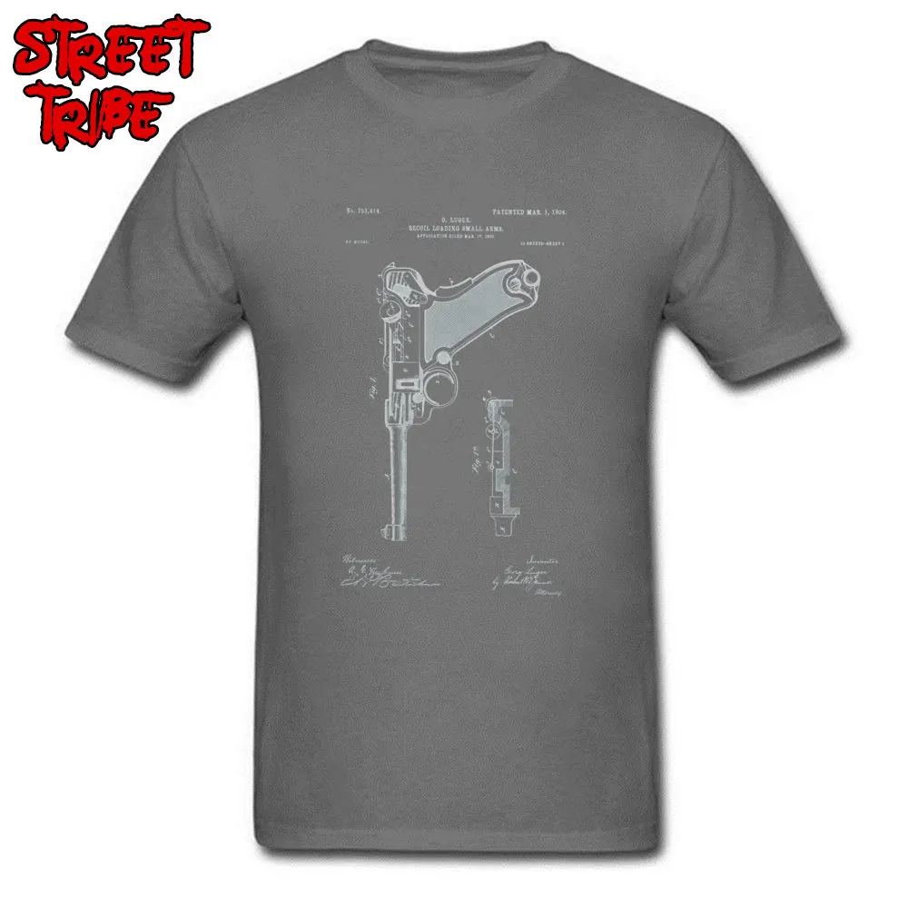 Tops Tees Custom Tops Tees April FOOL DAY Classic Normal Short Sleeve 100% Cotton Round Collar Young Top T-shirts Normal Gun Pistol 1904 Luger Patent Art 12724 carbon
