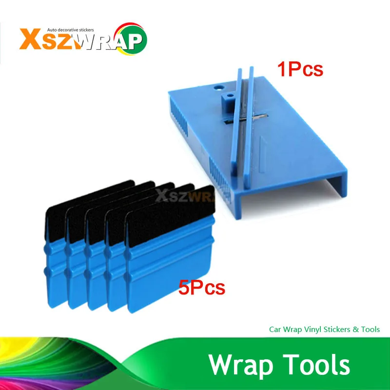 

Hot Selling 5pcs 3m Felt Squeegee 1pcs Scraper Repair Tool Plastic Blue Squeegee Trimmer Hard Card For Wrapping Tools