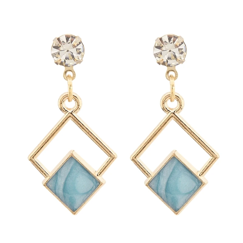 Hot New Fashion Hollow Geometric Quadrilateral Dangling Long Statement Drop Earrings For Women Crystal Jewelry Wholesale 2018