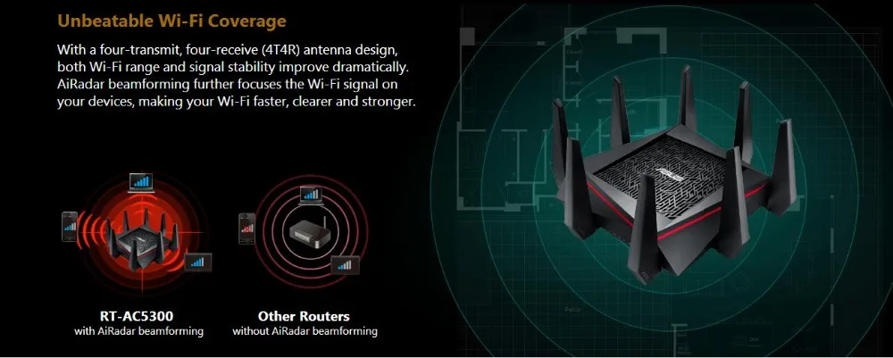 ASUS RT-AC5300 5334 Мбит/с беспроводной маршрутизатор AC5300 игровой маршрутизатор трехдиапазонный MU-MIMO гигабитный Wi-Fi ретранслятор маршрутизатор