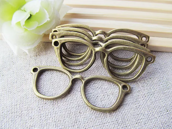 

20pcs 20mm x55mm Antique Silver tone/Antique Bronze Eyeglass Connector Pendant Charm/Finding,for Bracelet,DIY Jewellry Accessory