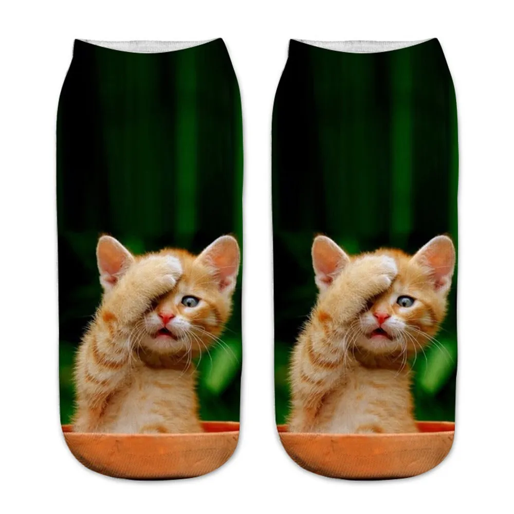 

Perimedes New 2018 High Quality Professional Brand Sport Work Business Socks 3D Cute Cat Printing Medium Sports Socks#y40