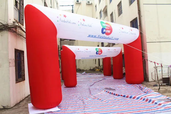 Cheap 6m wide red and white logo printed inflatable arch for advertising 0 Cheap 6m wide red and white logo printed inflatable arch for advertising 0