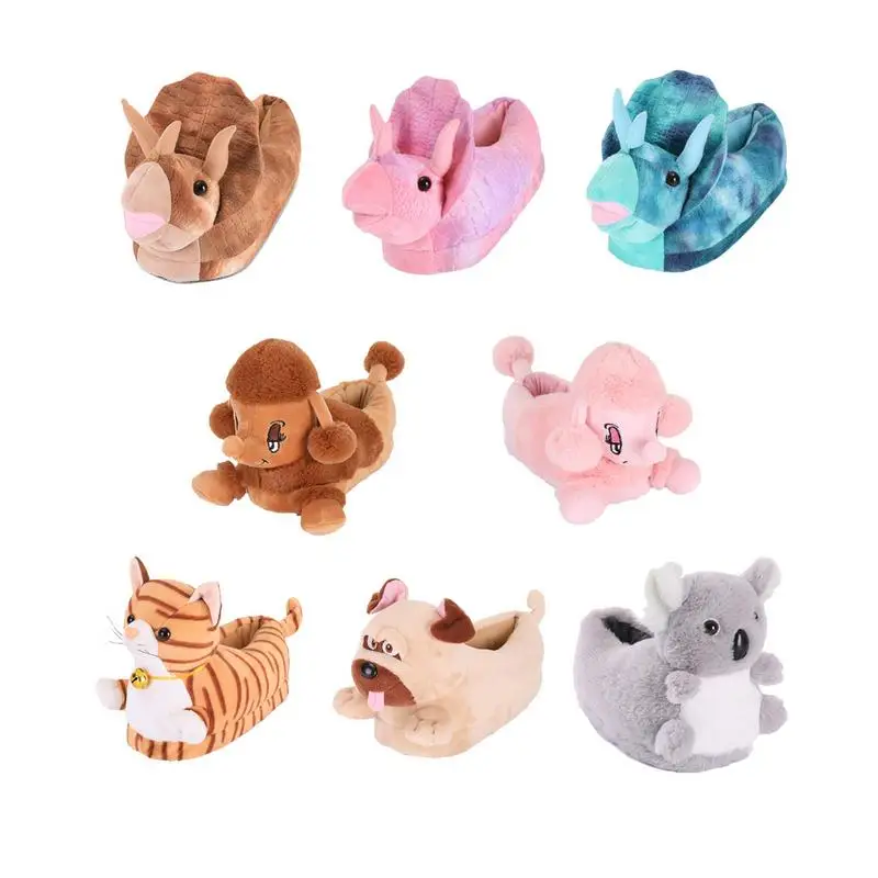 

Warm Slippers Creative Colorful Poodle Koala Triceratops Cat Bulldog Shaped Cotton Home Floor Soft Slippers For Children