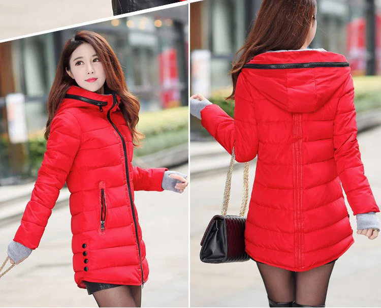 Ladies Autumn Winter Jacket Women Down Parkas Long Female Causal Hooded Zipper Black Jacket Coat Outwear chaqueta mujer