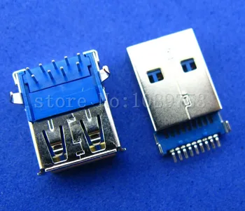

20set Hi-Speed USB 3.0 Male and Female 9P PCB Solder A-type Socket Connector