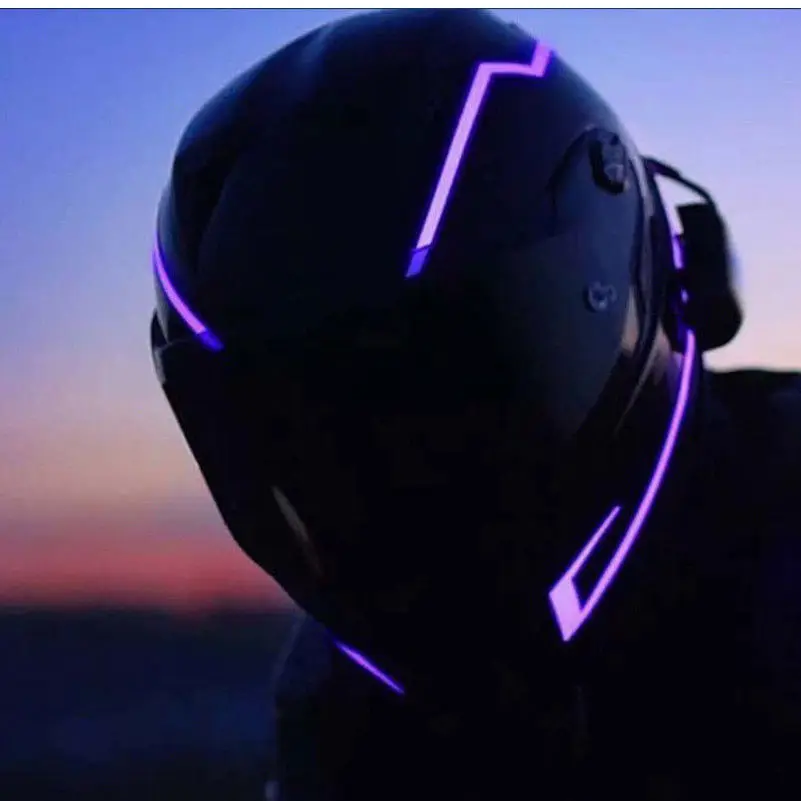 Fashion LED Light Kit Night Riding Motorcycle Helmet Signal Flashing Stripe Bar 