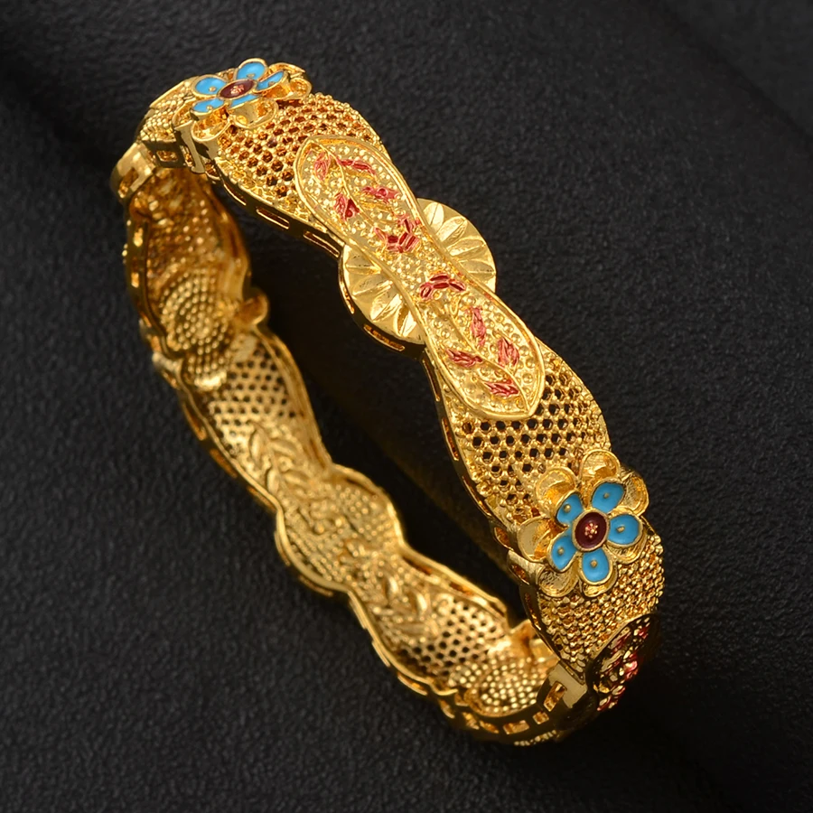 Браслеты "Дубай" для женщин, золотой цвет цветок браслеты для мамы Аравия Африка Ближний Восток свадебный браслет Ювелирные изделия Подарки