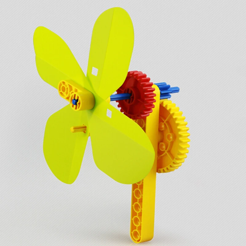 Creativity Mathematics Mechanical Toys Big Particles Insert Hand Crank Fan Building Blocks Toys