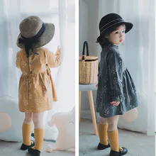 Платья для девочек разбитое Цветочное платье с воротником для малышей, коллекция года, весенне-осеннее платье-трапеция в стиле ретро для девочек, детская одежда для малышей, От 2 до 6 лет