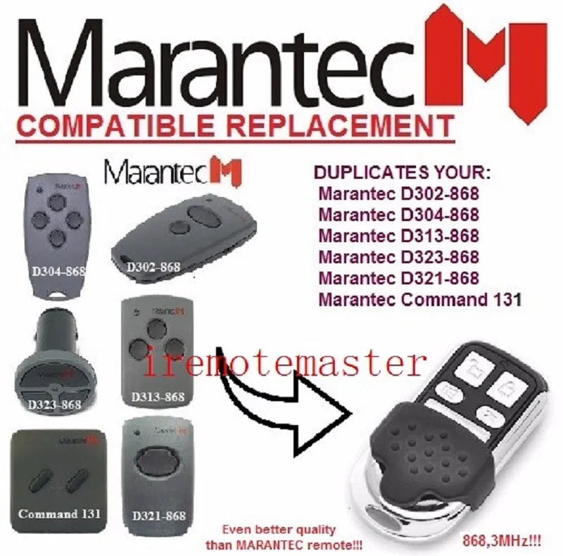 

Marantec D302,D304 compatible Remote Control Duplicator 868mhz garage gate remote control