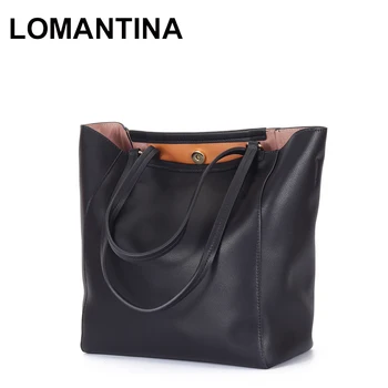 

LOMANTINA Real Genuine Leather Handbags Women Tote Bags Female Casual Designer High Quality Office Ladies Shoulder Bags