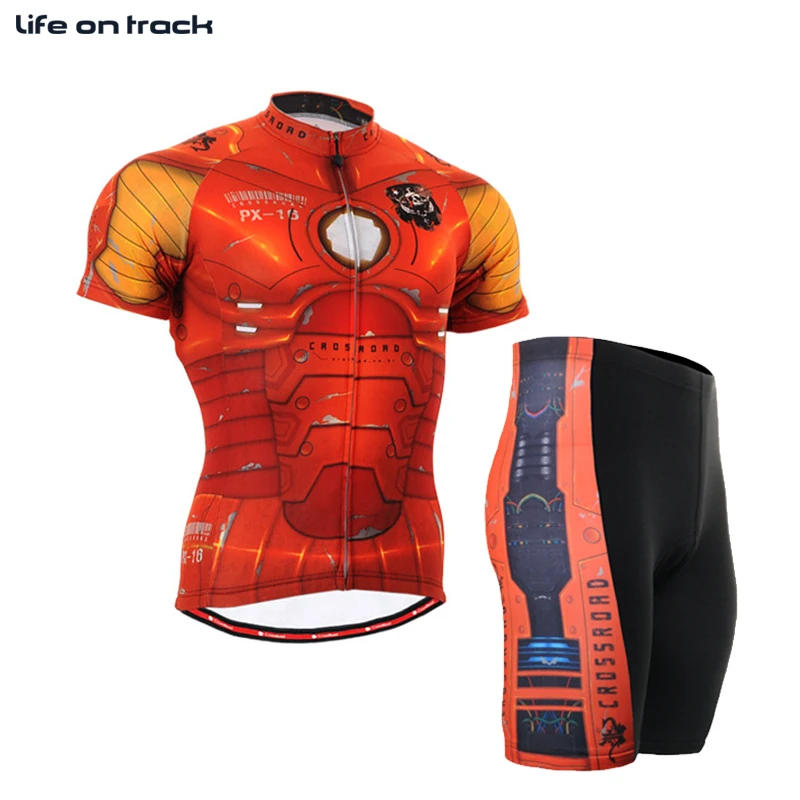 

Life On Track Bike Clothing For Men Summer Enthusiasm Orenge Robot Shape For Man Breathable Fitness Short Sleeve