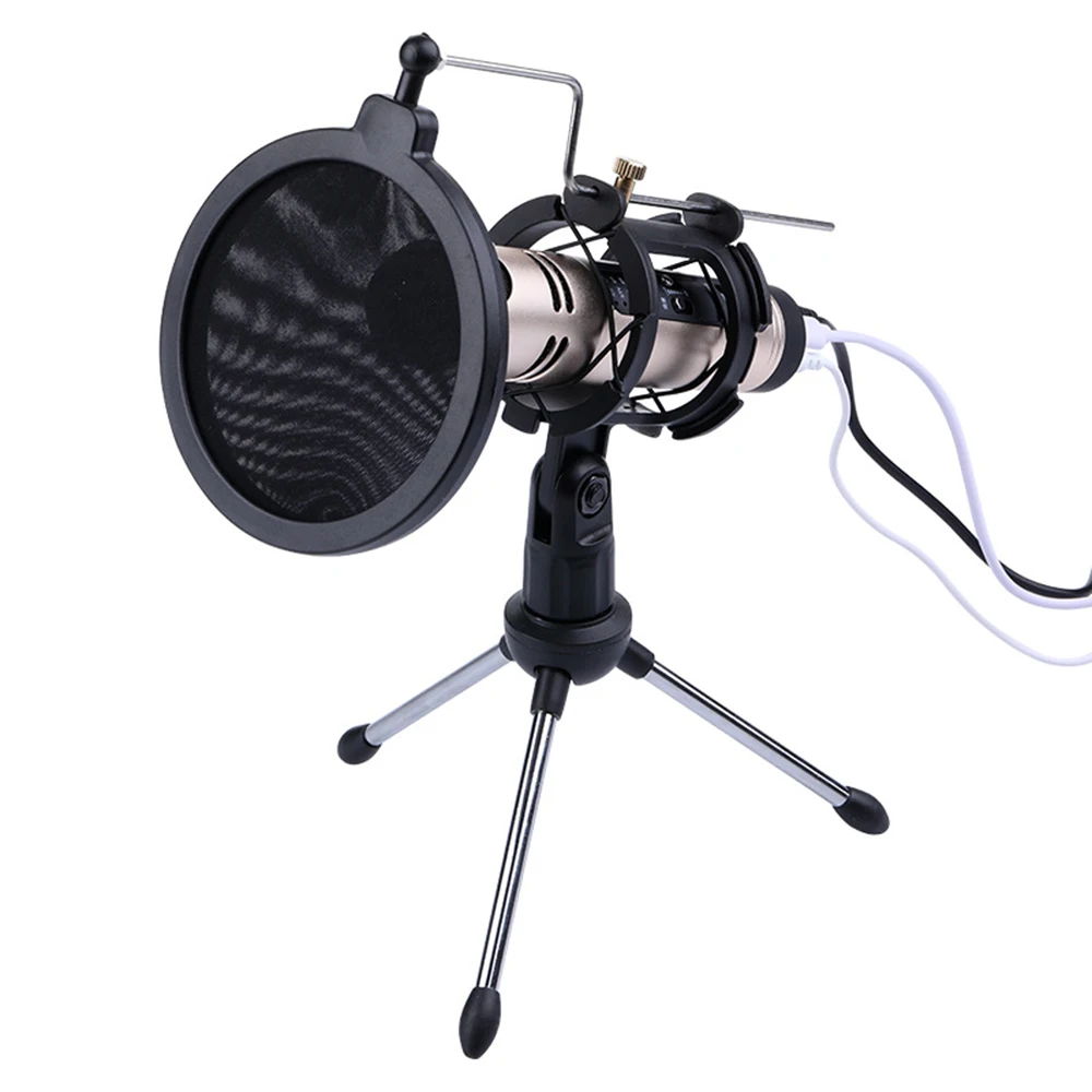 

New 3.5mm Desktop Mic Professional Studio Broadcasting Condenser Microphone With Mini Tripod For PC