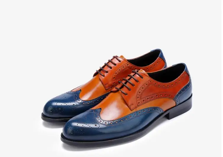 brown and blue brogues