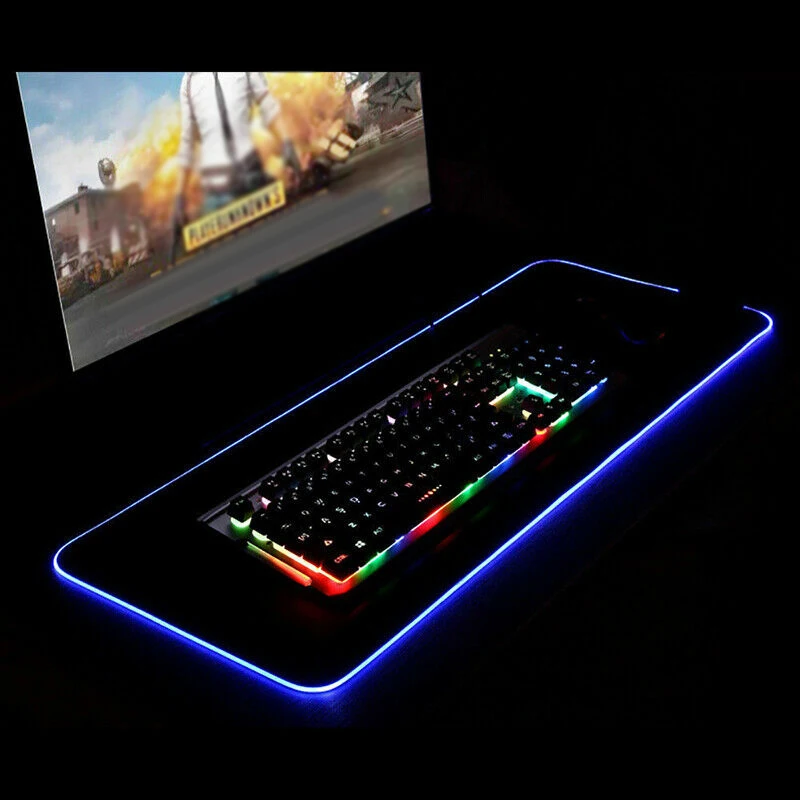 RGB Soft Large Gaming Mouse Pad Oversize Glowing Led Extended Mousepad Non-Slip Rubber Base Computer Keyboard Pad Mat