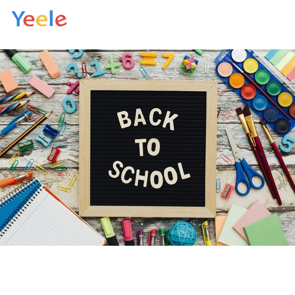 

Yeele Welcome Children Back To School Study Wood Board Pen Book Photography Backdrops Books Custom Background For Photo Studio